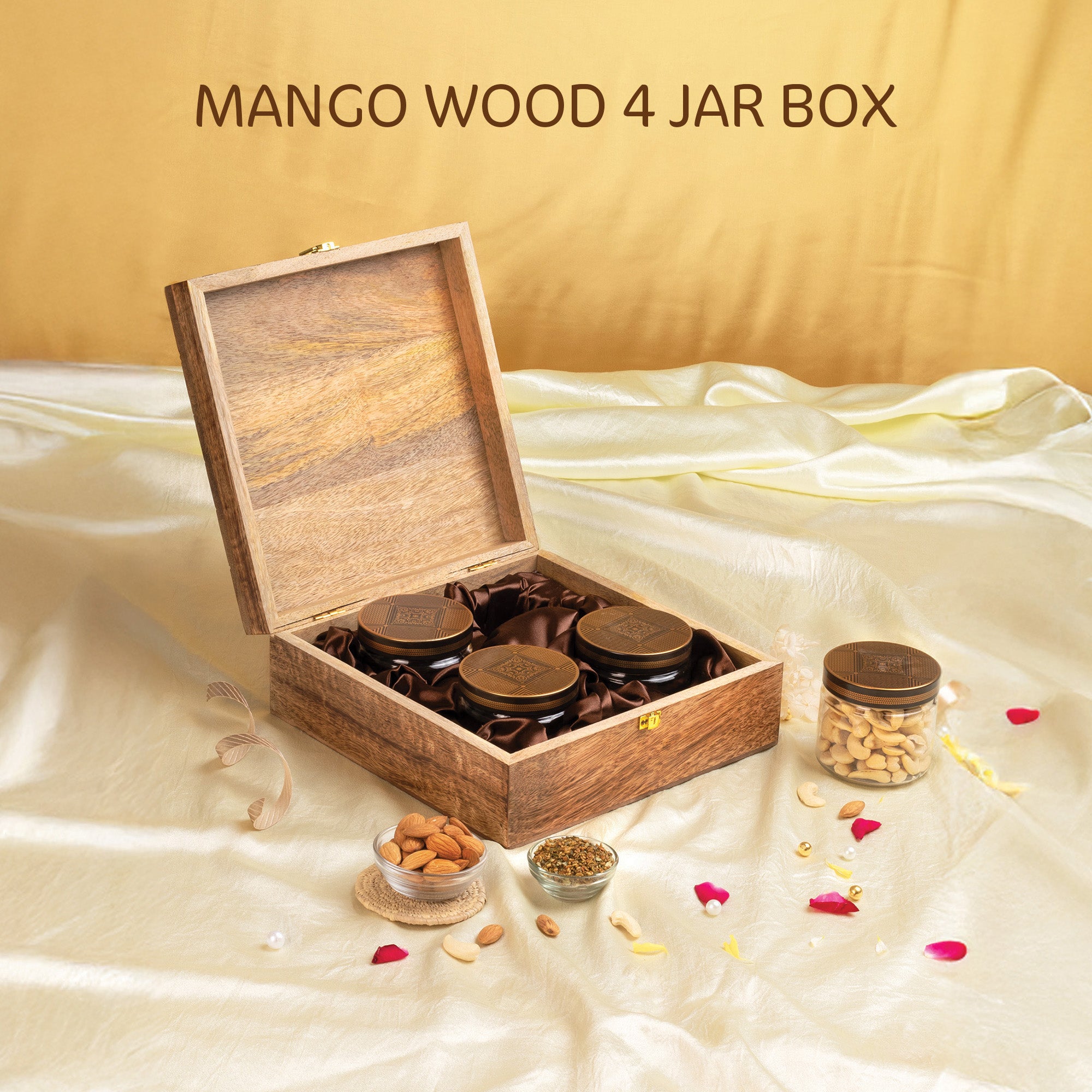 Mango Wood 4 Jar Box