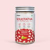 Soultatva Organic Melon Seeds Tangy Turmeric 100gm front pack jar, roasted watermelon seeds with turmeric and lemon, a nutrient-dense snack